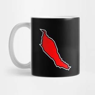 Denman Island in a Red Hot Crimson Silhouette - Simple and Classic - Denman Island Mug